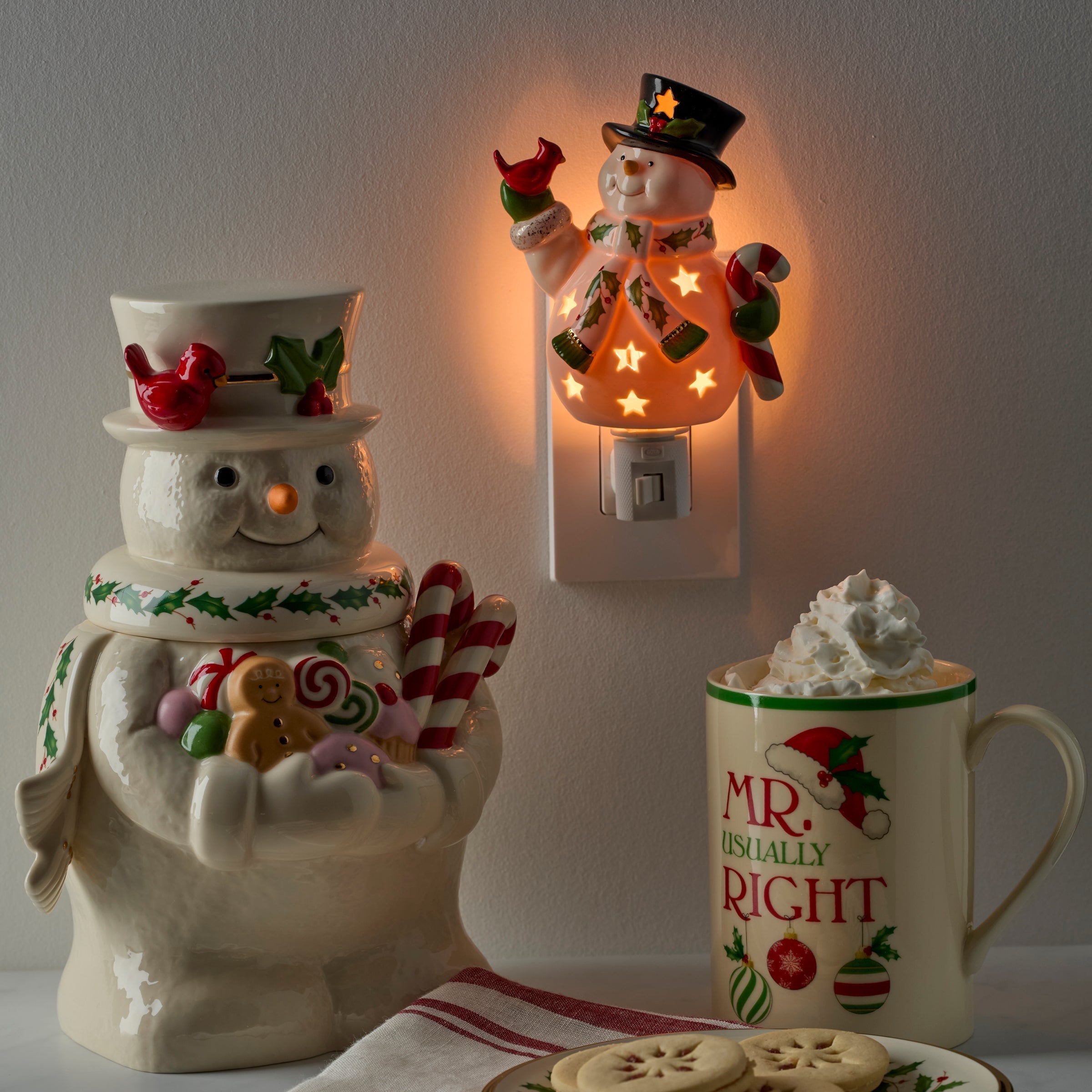 Lenox Everyday Flatware Happy Holly Days Snowman Night Light - Image 3