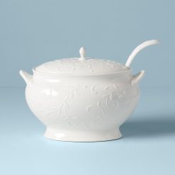 Alternative view of Lenox Everyday Flatware Opal Innocence Carved Soup Tureen Set