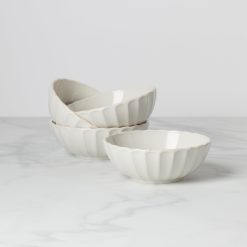 Lenox Everyday Flatware French Perle Scallop White All-Purpose Bowls, Set of 4