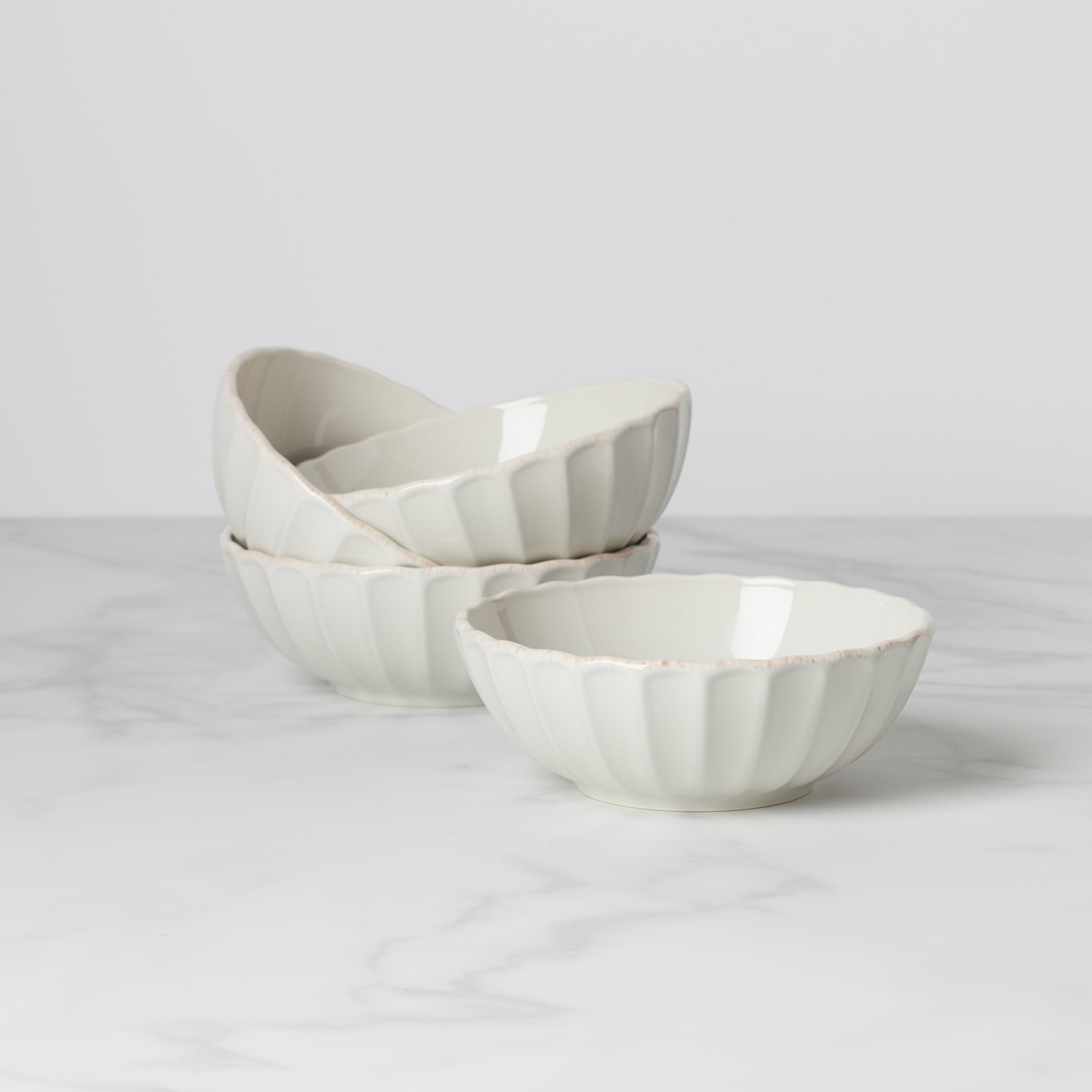 Lenox Everyday Flatware French Perle Scallop White All-Purpose Bowls, Set of 4