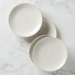 Lenox Everyday Flatware French Perle Scallop White Dinner Plates, Set of 4