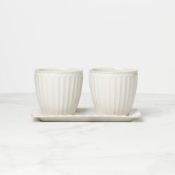 Lenox Everyday Flatware French Perle Scallop White 3-Piece Herb Pot Set