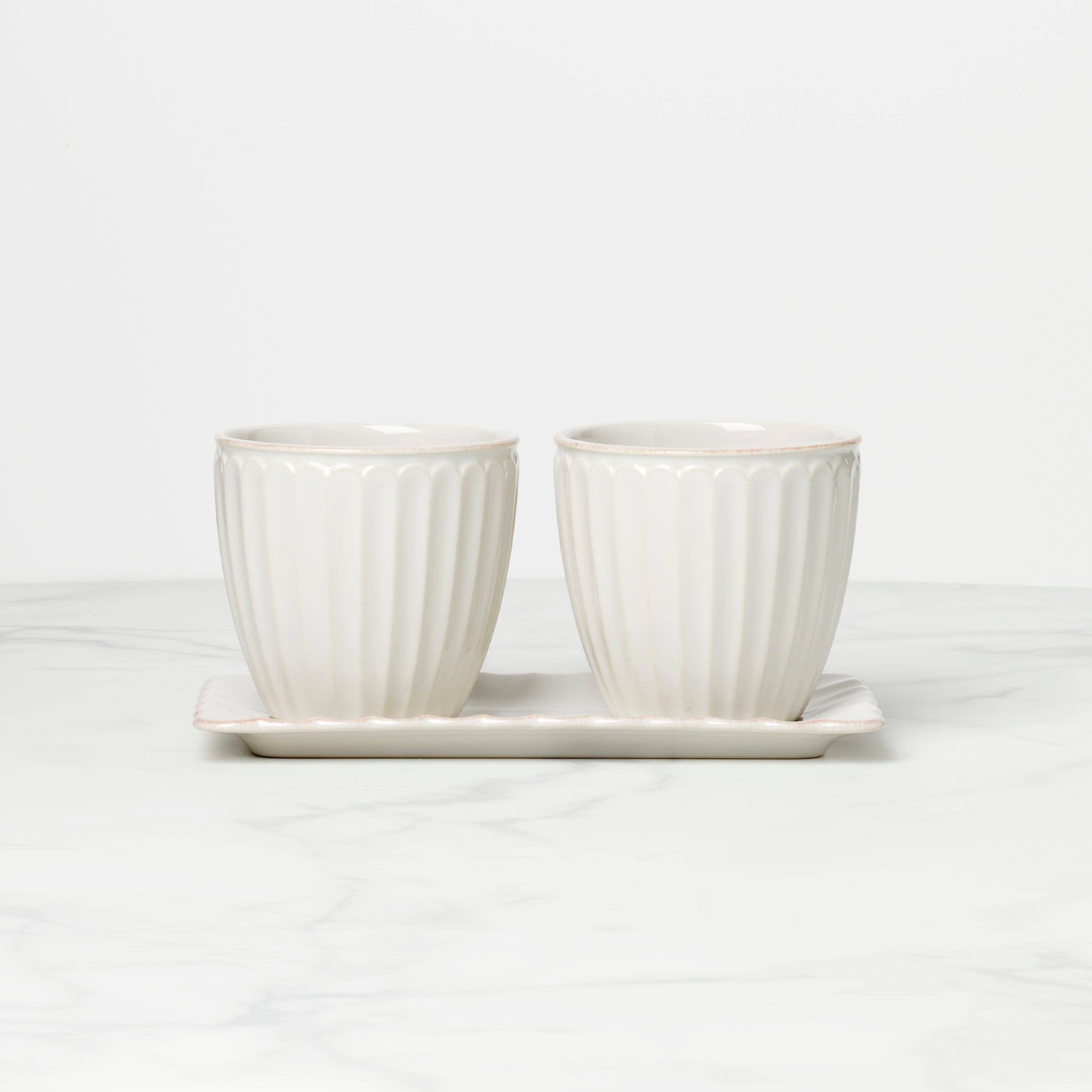 Lenox Everyday Flatware French Perle Scallop White 3-Piece Herb Pot Set