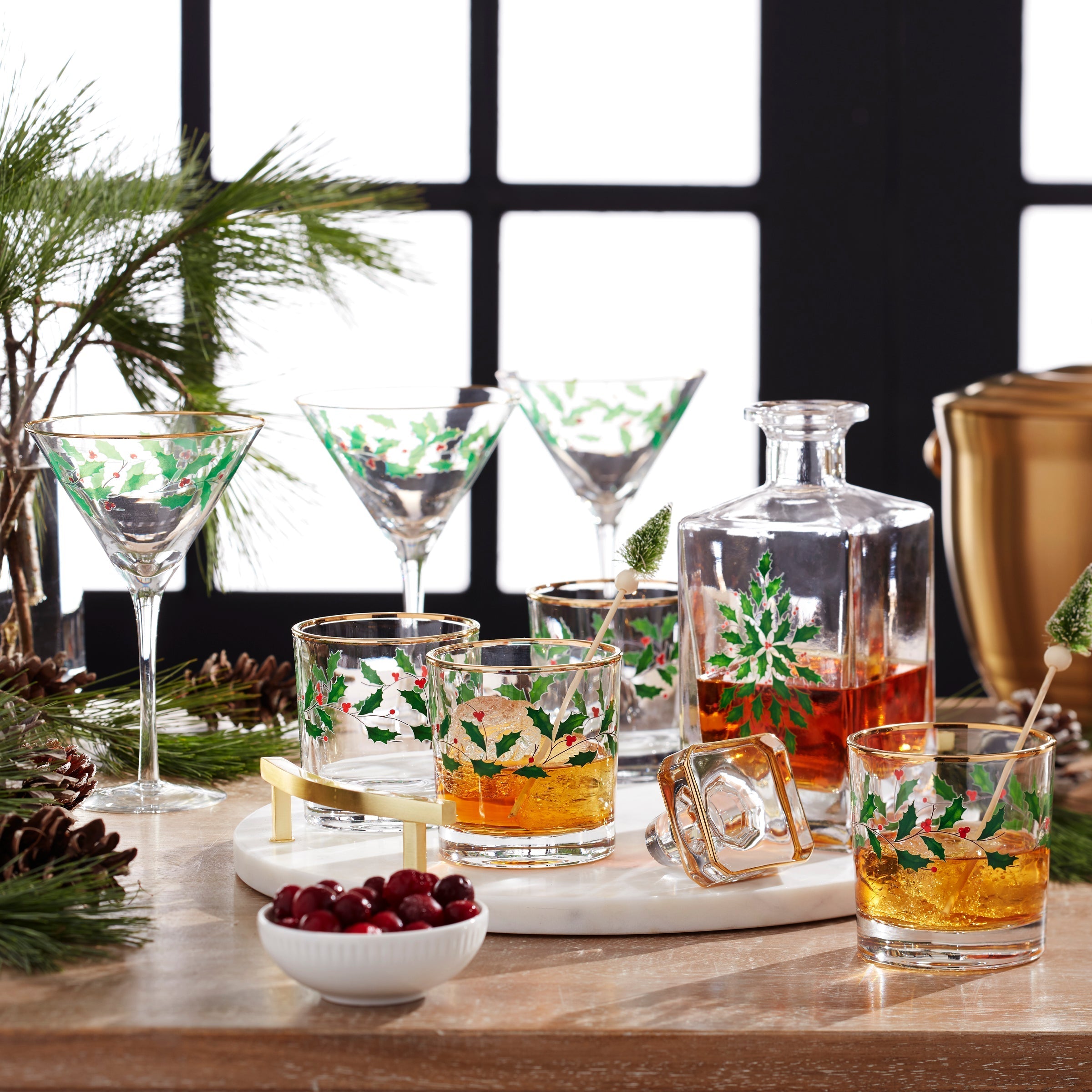 Lenox Everyday Flatware Holiday 5-Piece Decanter & Whiskey Glass Set - Image 3
