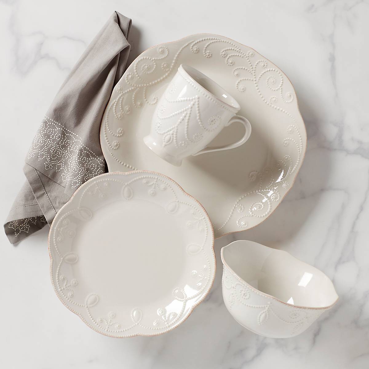 Lenox Everyday Flatware French Perle White 4-Piece Place Setting