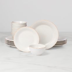 Lenox Everyday Flatware French Perle Groove White 18-Piece Dinnerware Set