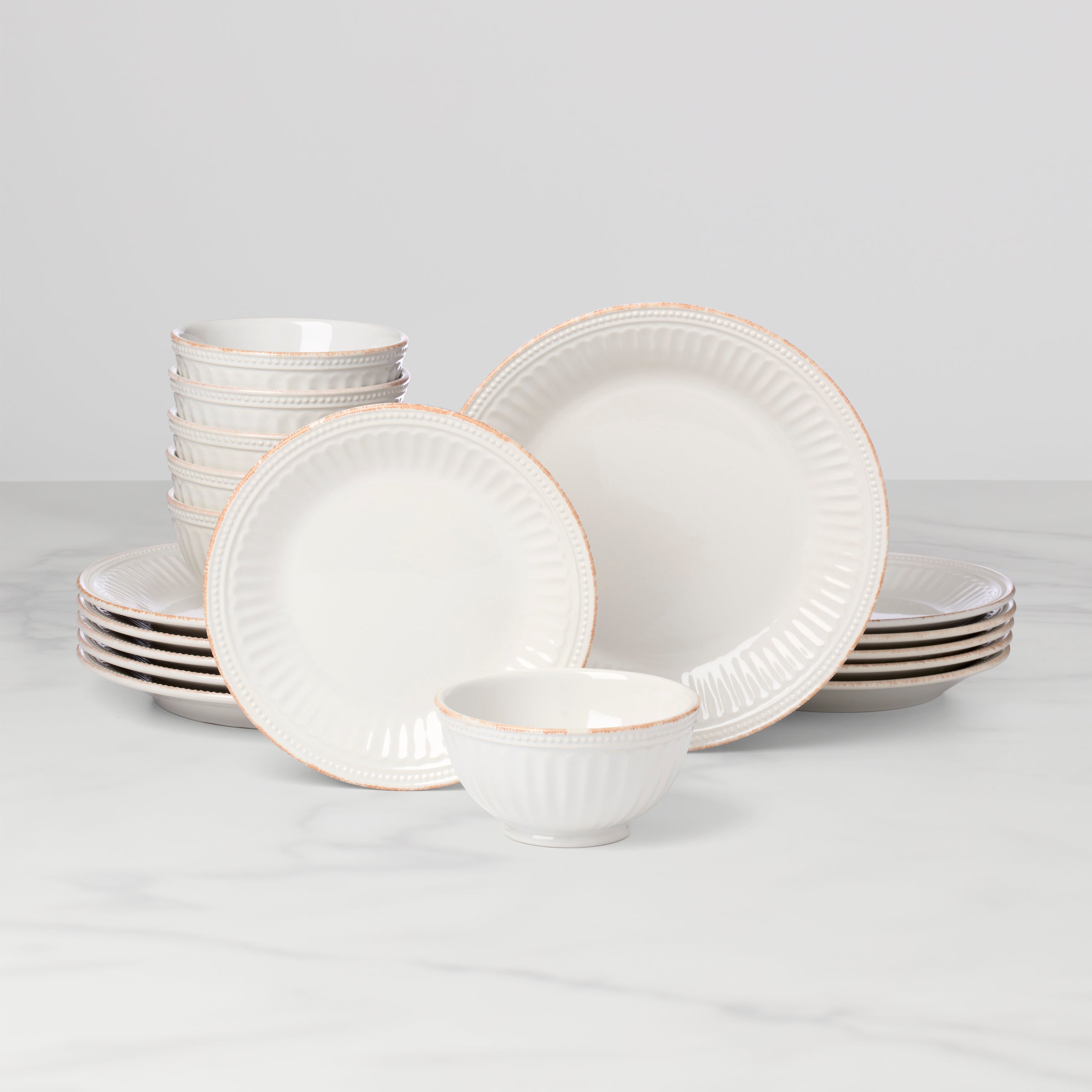 Lenox Everyday Flatware French Perle Groove White 18-Piece Dinnerware Set