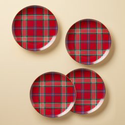 Lenox Everyday Flatware Holiday Red Tartan Accent Plates, Set of 4