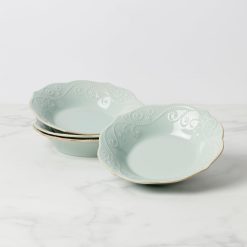 Lenox Everyday Flatware French Perle Ice Blue Pasta Bowls, Set of 4