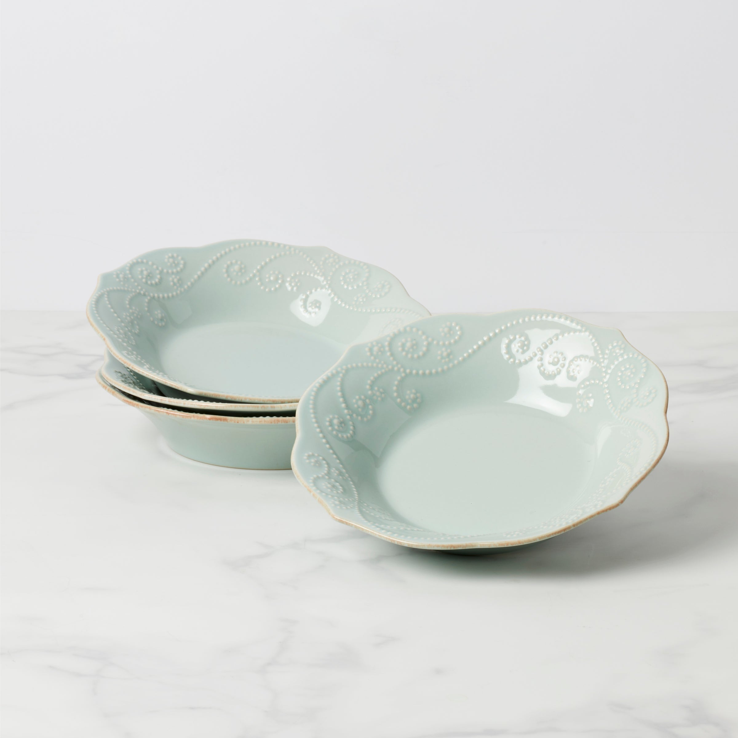 Lenox Everyday Flatware French Perle Ice Blue Pasta Bowls, Set of 4