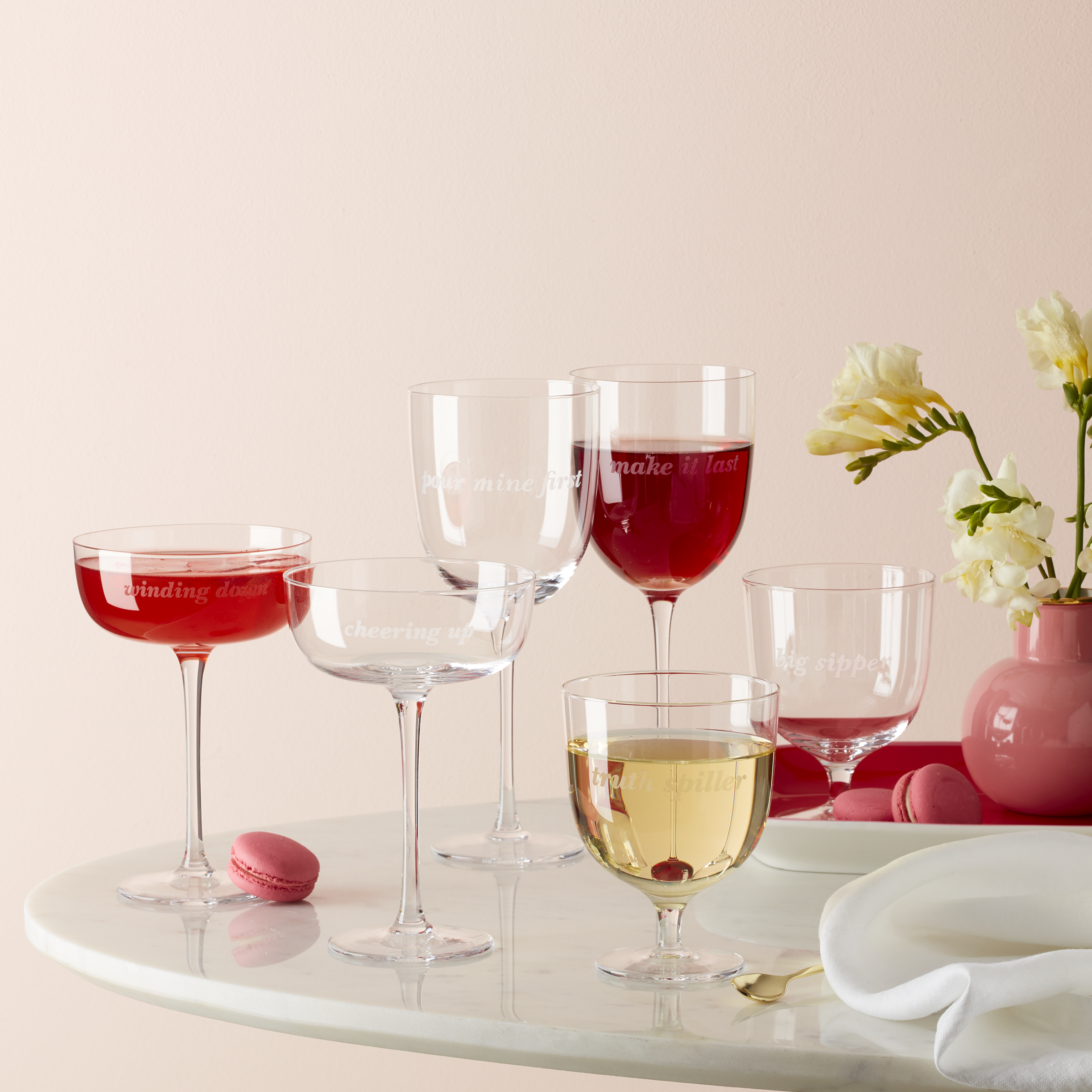 Lenox Everyday Flatware Winding Down & Cheering Up Coupe Glasses, Set of 2 - Image 3