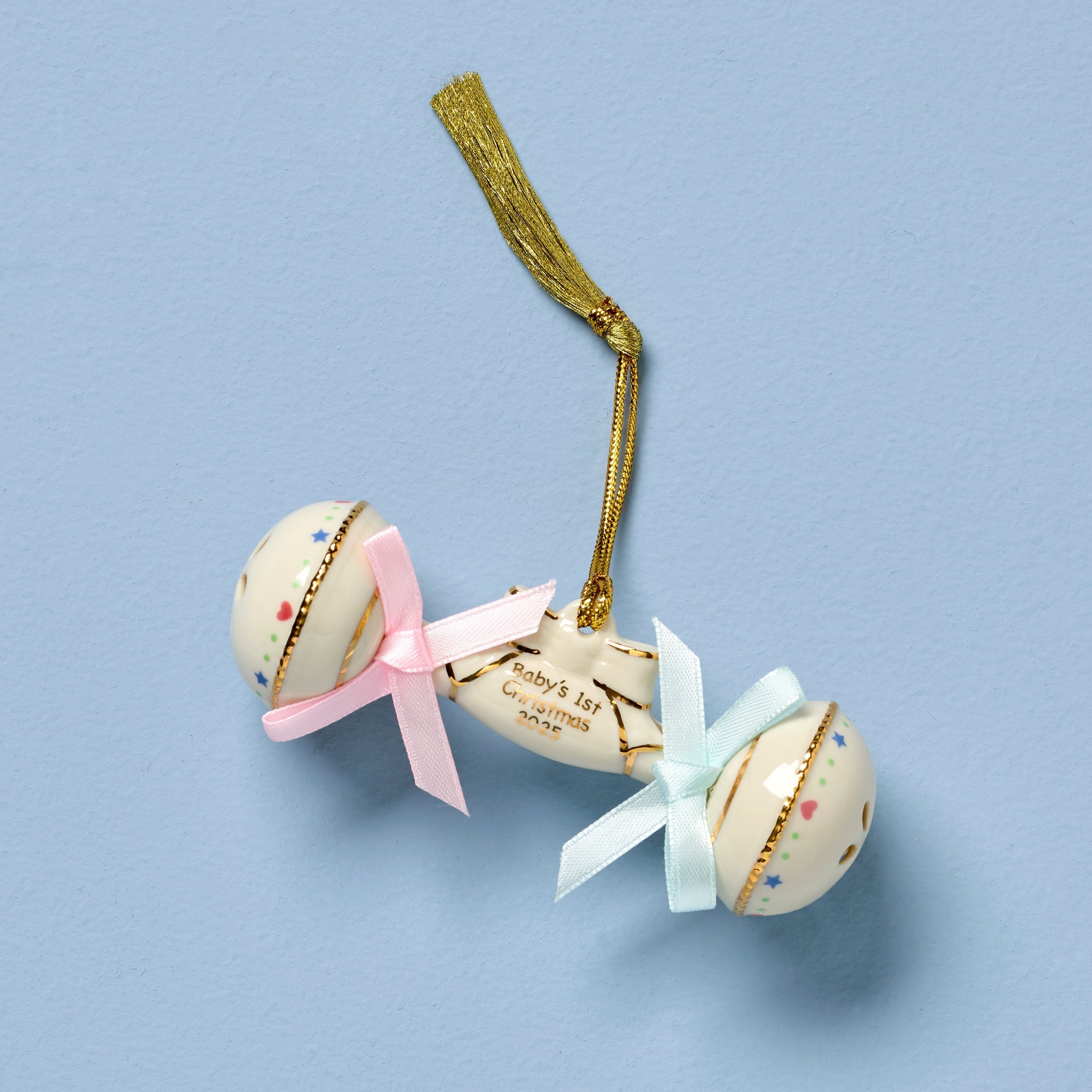 Lenox Everyday Flatware 2025 Baby's 1st Christmas Rattle Ornament