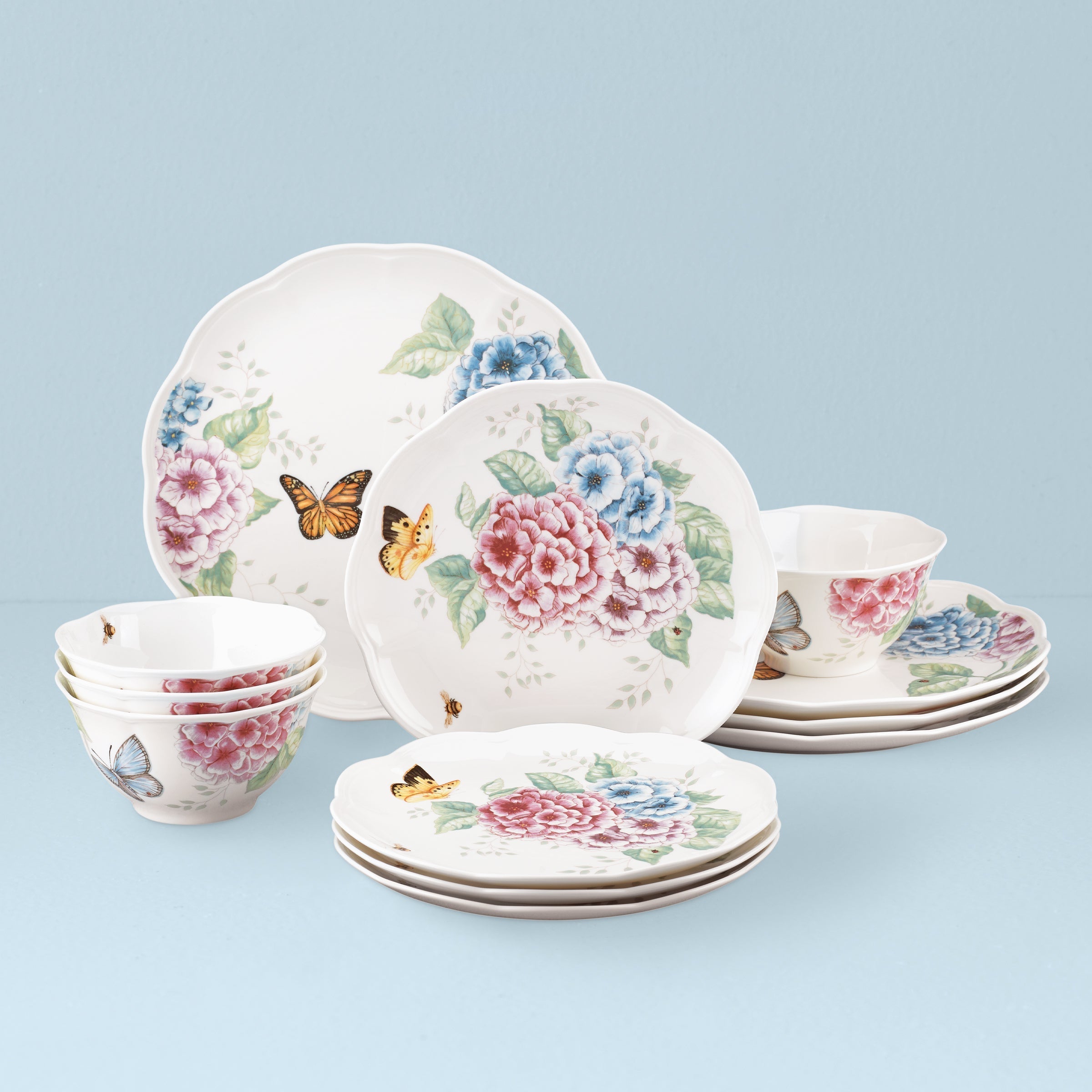 Lenox Everyday Flatware Butterfly Meadow Hydrangea 12-Piece Dinnerware Set