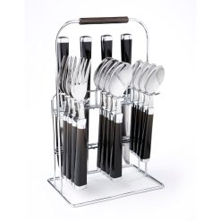 Lenox Everyday Flatware Temptation Black Charcoal Handle 16-Piece Flatware Set