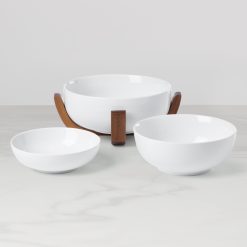 Alternative view of Lenox Everyday Flatware 24 Seven White 3-Piece Nesting Bowl Set with Wood Stand