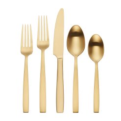 Lenox Everyday Flatware Clearview Gold Satin 20-Piece Flatware Set