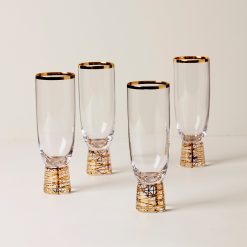 Lenox Everyday Flatware Tuscany Classics Gold Frost Flute Glasses, Set of 4