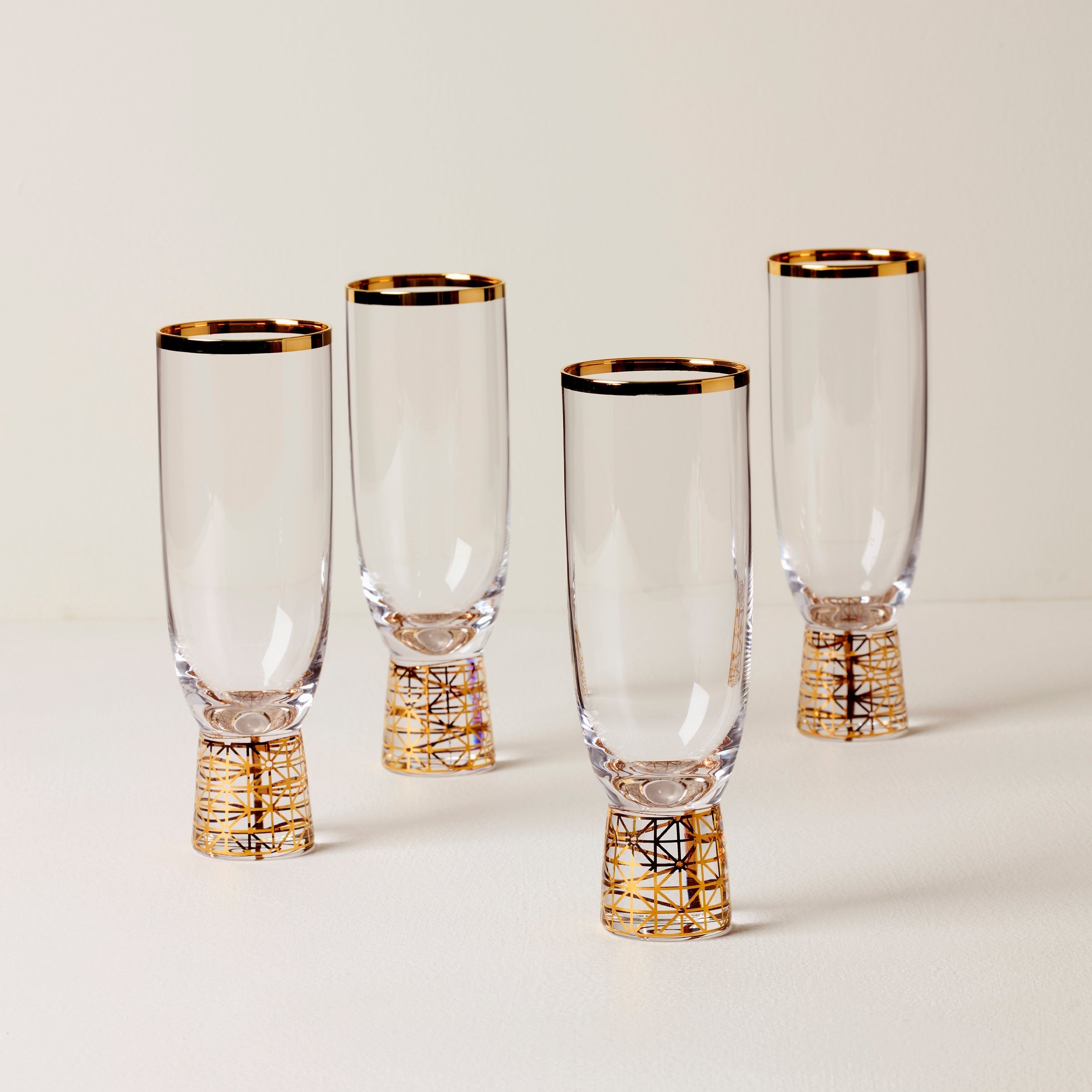 Lenox Everyday Flatware Tuscany Classics Gold Frost Flute Glasses, Set of 4