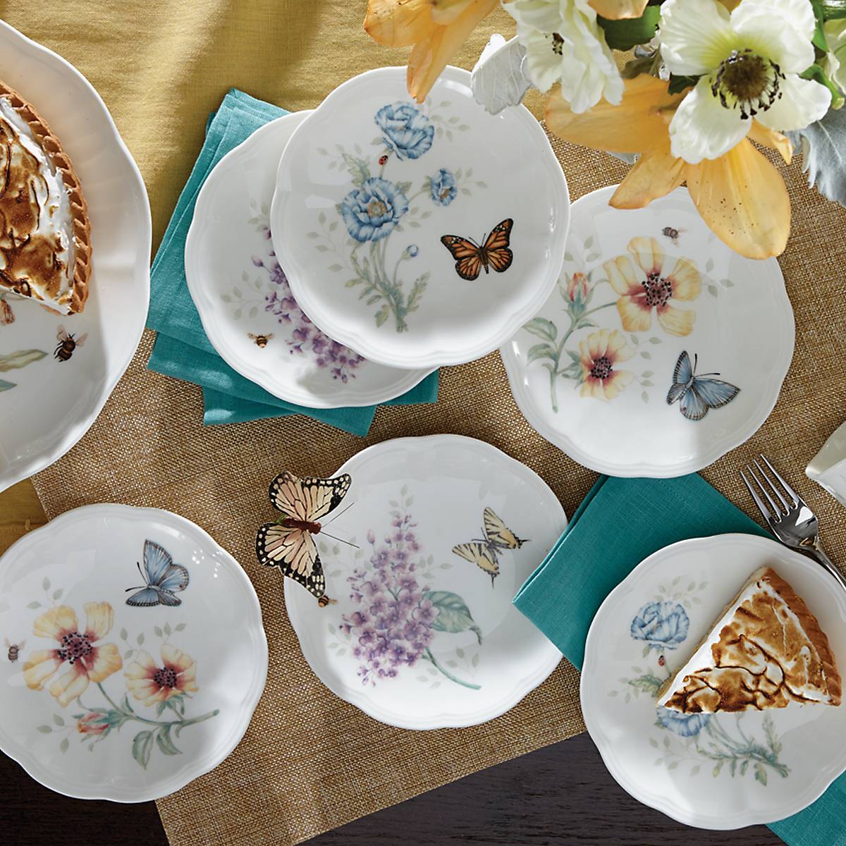 Lenox Everyday Flatware Butterfly Meadow 6-Piece Tidbit Plate Set - Image 3
