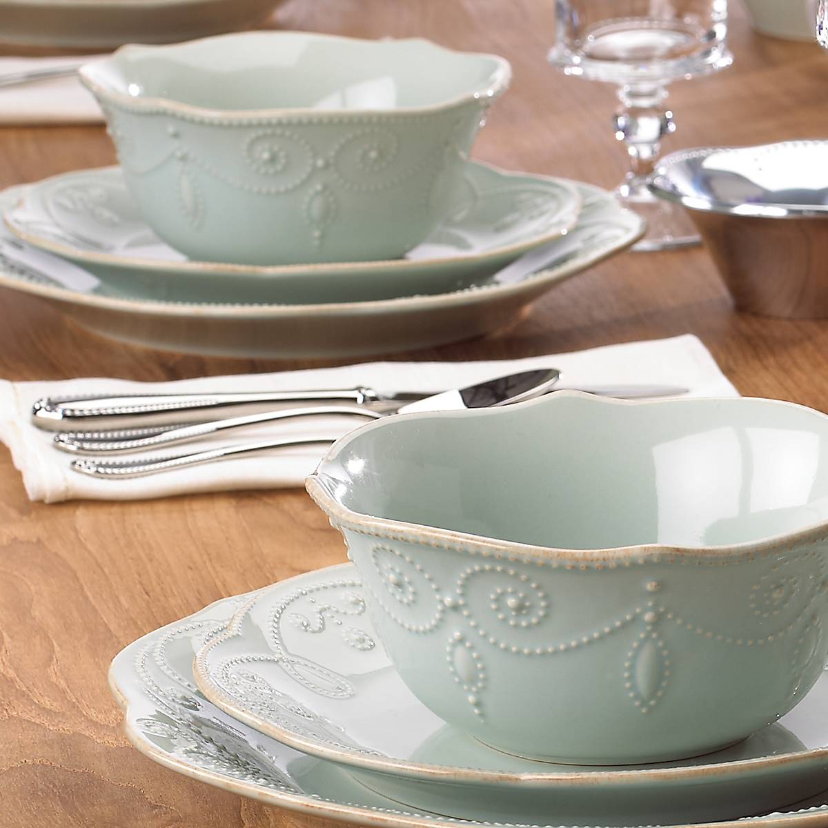 Lenox Everyday Flatware French Perle Ice Blue 4-Piece Place Setting - Image 4