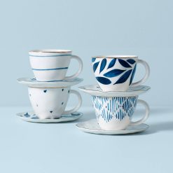 Lenox Everyday Flatware Blue Bay 8-Piece Espresso Cup & Saucer Set