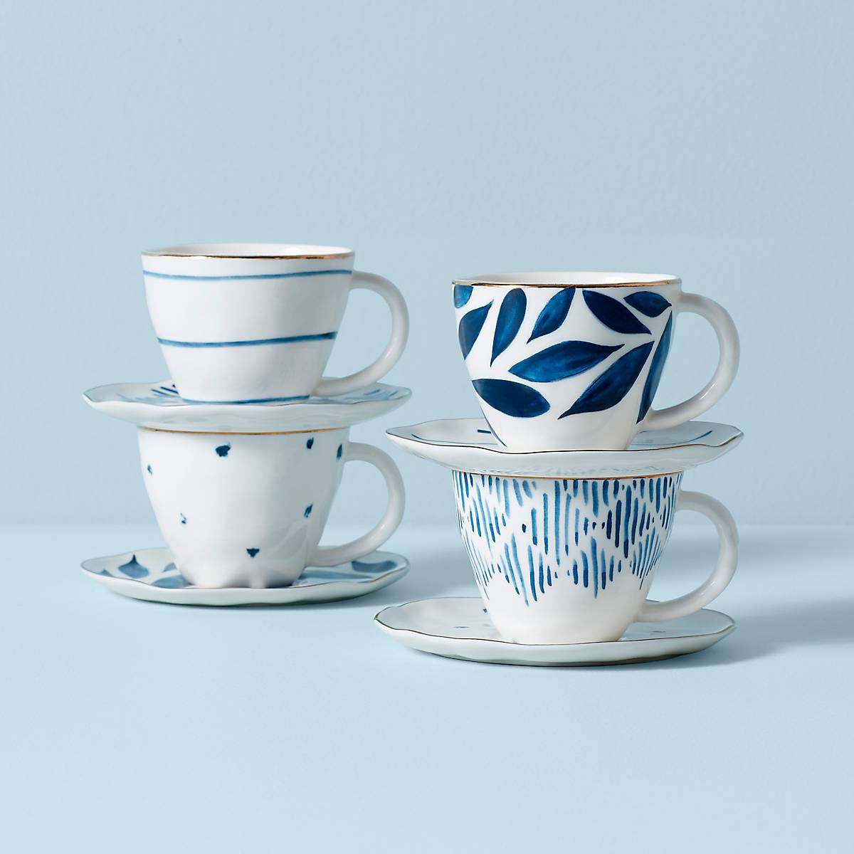 Lenox Everyday Flatware Blue Bay 8-Piece Espresso Cup & Saucer Set