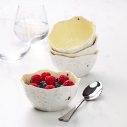 Alternative view of Lenox Everyday Flatware Butterfly Meadow Floral Yellow Dessert Bowls, Set of 4