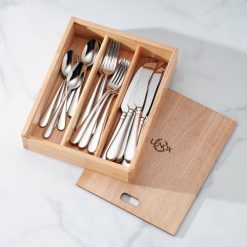 Lenox Everyday Flatware Studio 1414 Mirror 24 Piece Flatware Set with Caddy