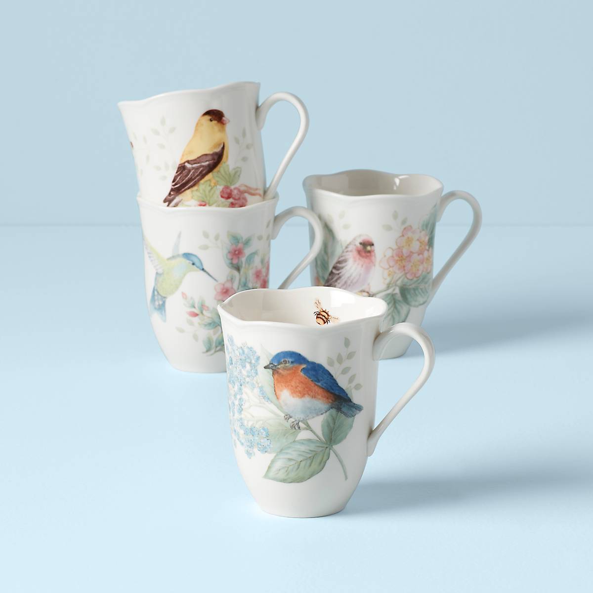 Lenox Everyday Flatware Butterfly Meadow Flutter Mugs, Set of 4