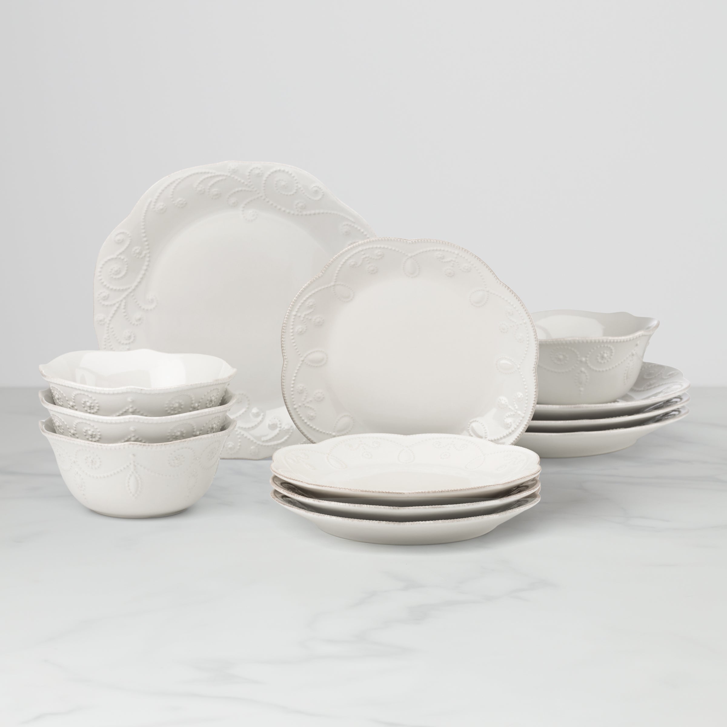 Lenox Everyday Flatware French Perle White 12-Piece Dinnerware Set