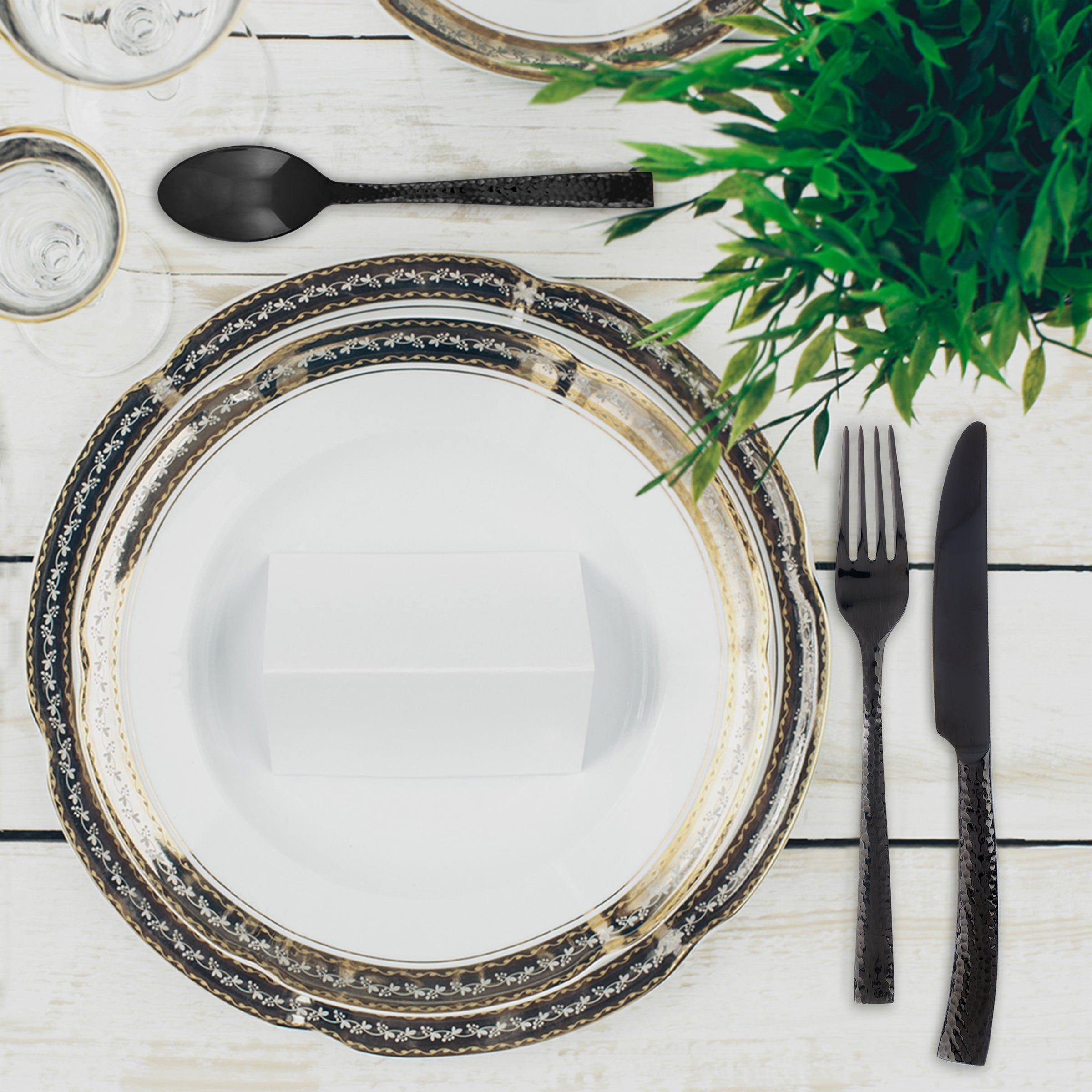 Lenox Everyday Flatware Paris Hammered Gunmetal Titanium 20-Piece Flatware Set - Image 4