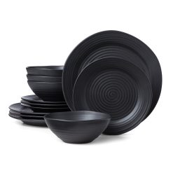 Lenox Everyday Flatware Ridge Black 12-Piece Dinnerware Set