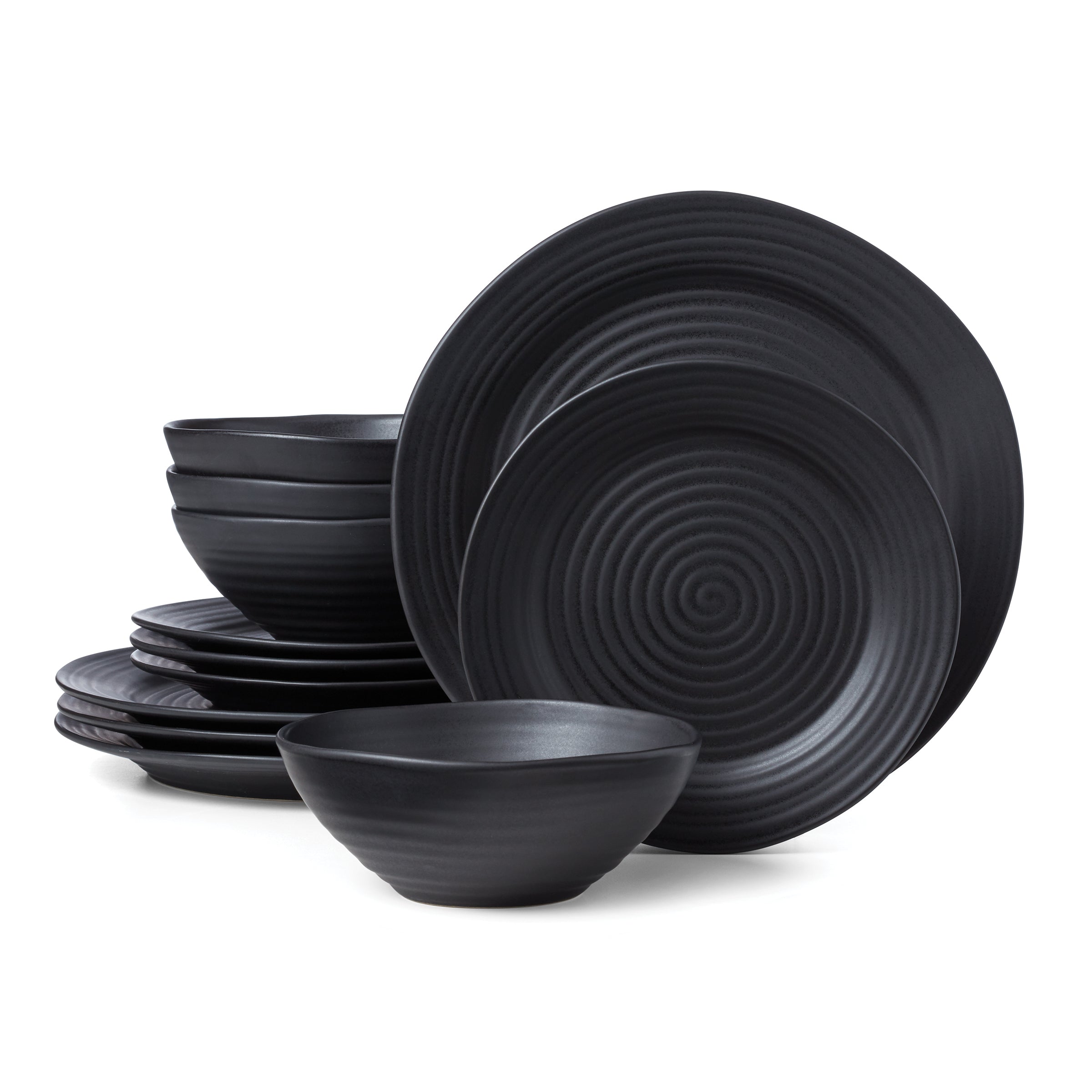 Lenox Everyday Flatware Ridge Black 12-Piece Dinnerware Set