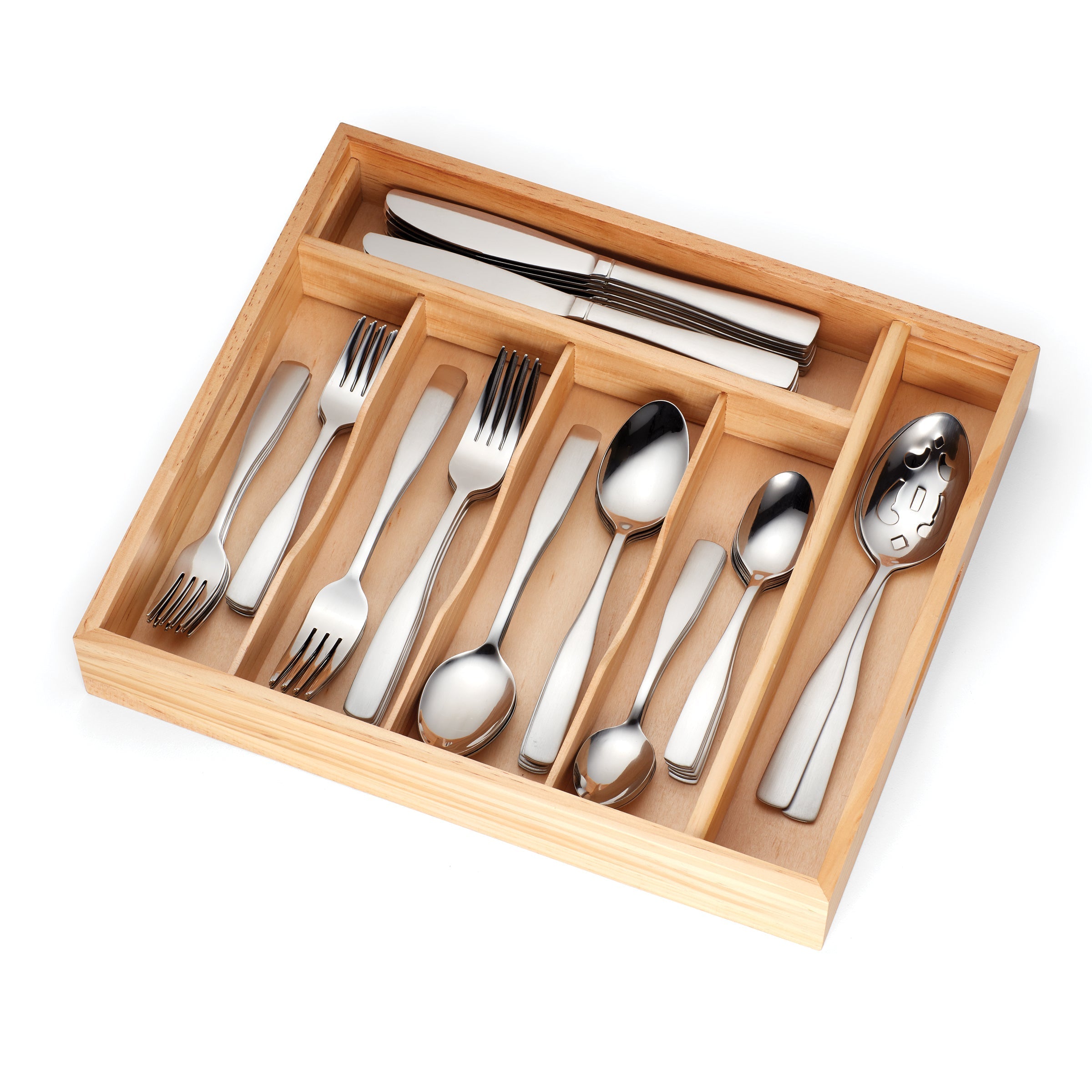 Lenox Everyday Flatware Madison Satin 62-Piece Flatware Set with Wood Tray - Image 3