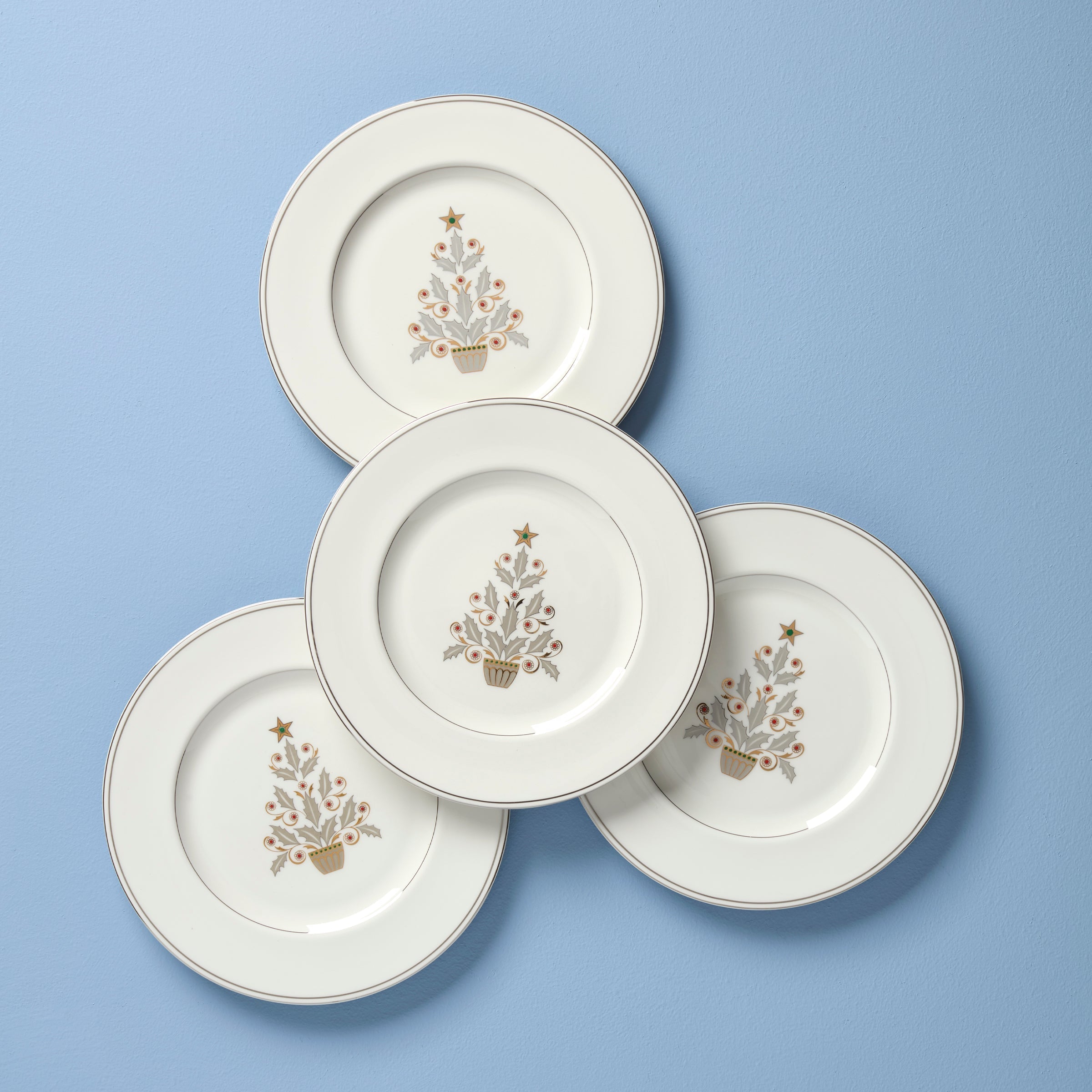 Lenox Everyday Flatware Federal Platinum Tree Accent Plates, Set of 4