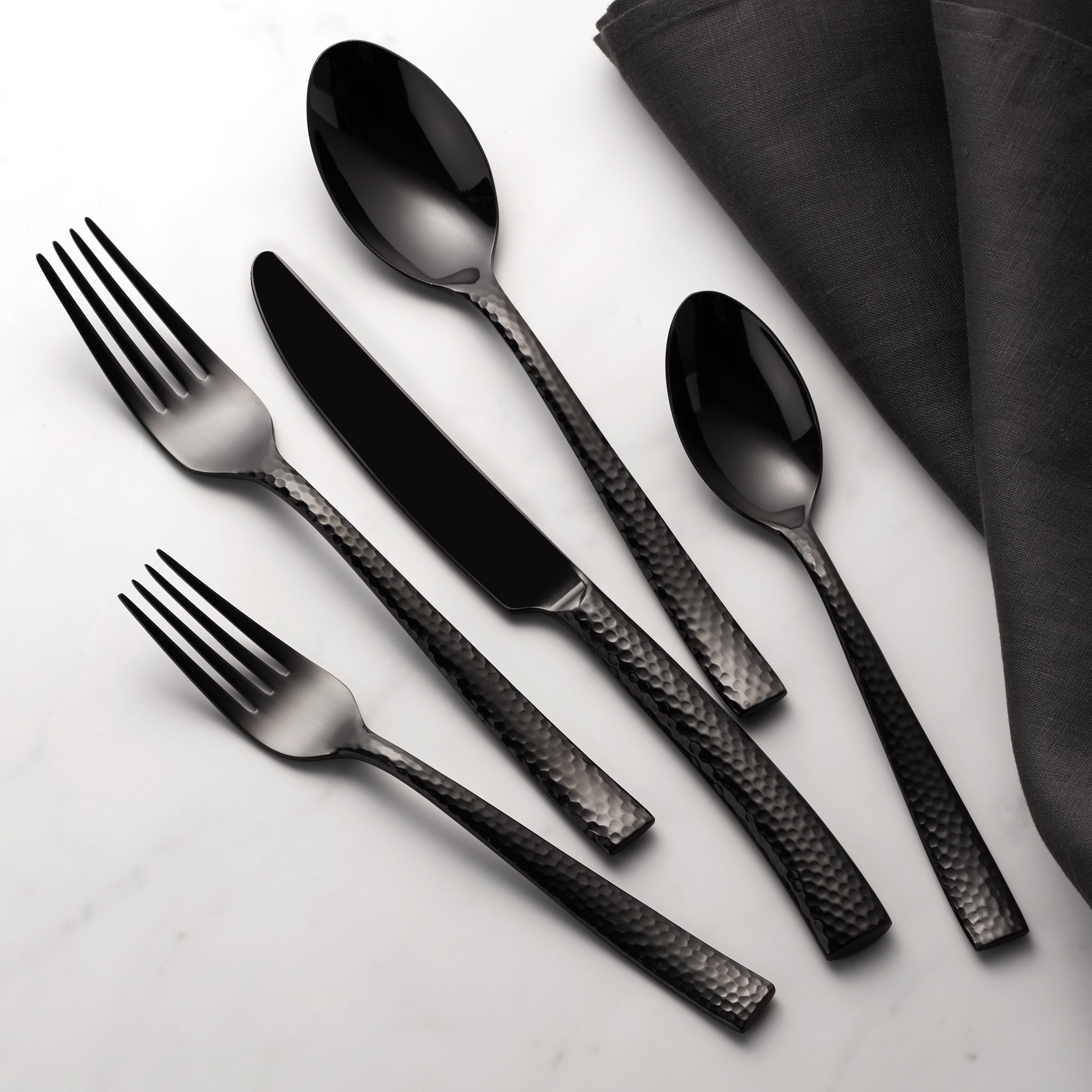 Lenox Everyday Flatware Paris Hammered Gunmetal Titanium 20-Piece Flatware Set - Image 3
