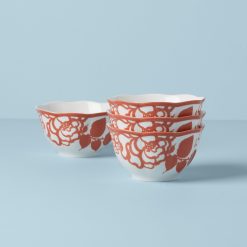 Lenox Everyday Flatware Butterfly Meadow Cottage Saffron Rice Bowls, Set of 4