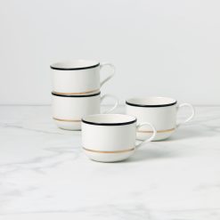 Lenox Everyday Flatware Make It Pop Black & White Mugs, Set of 4