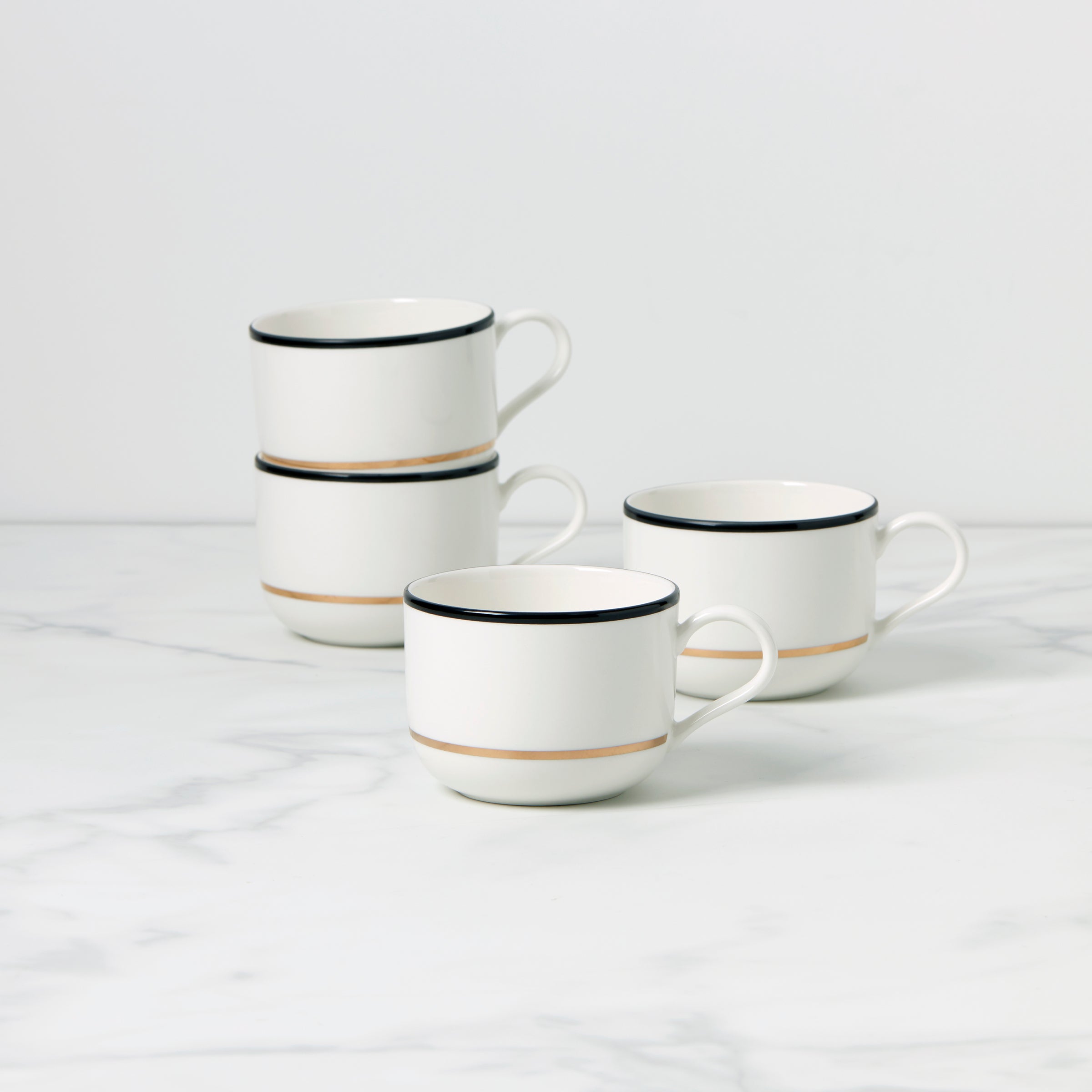 Lenox Everyday Flatware Make It Pop Black & White Mugs, Set of 4