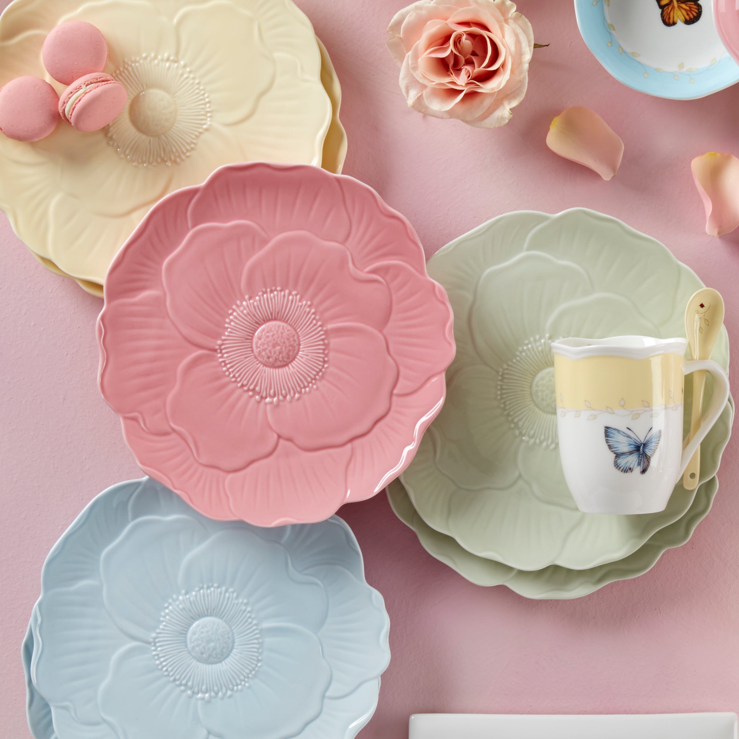 Lenox Everyday Flatware Butterfly Meadow Floral Pink Accent Plates, Set of 4 - Image 6