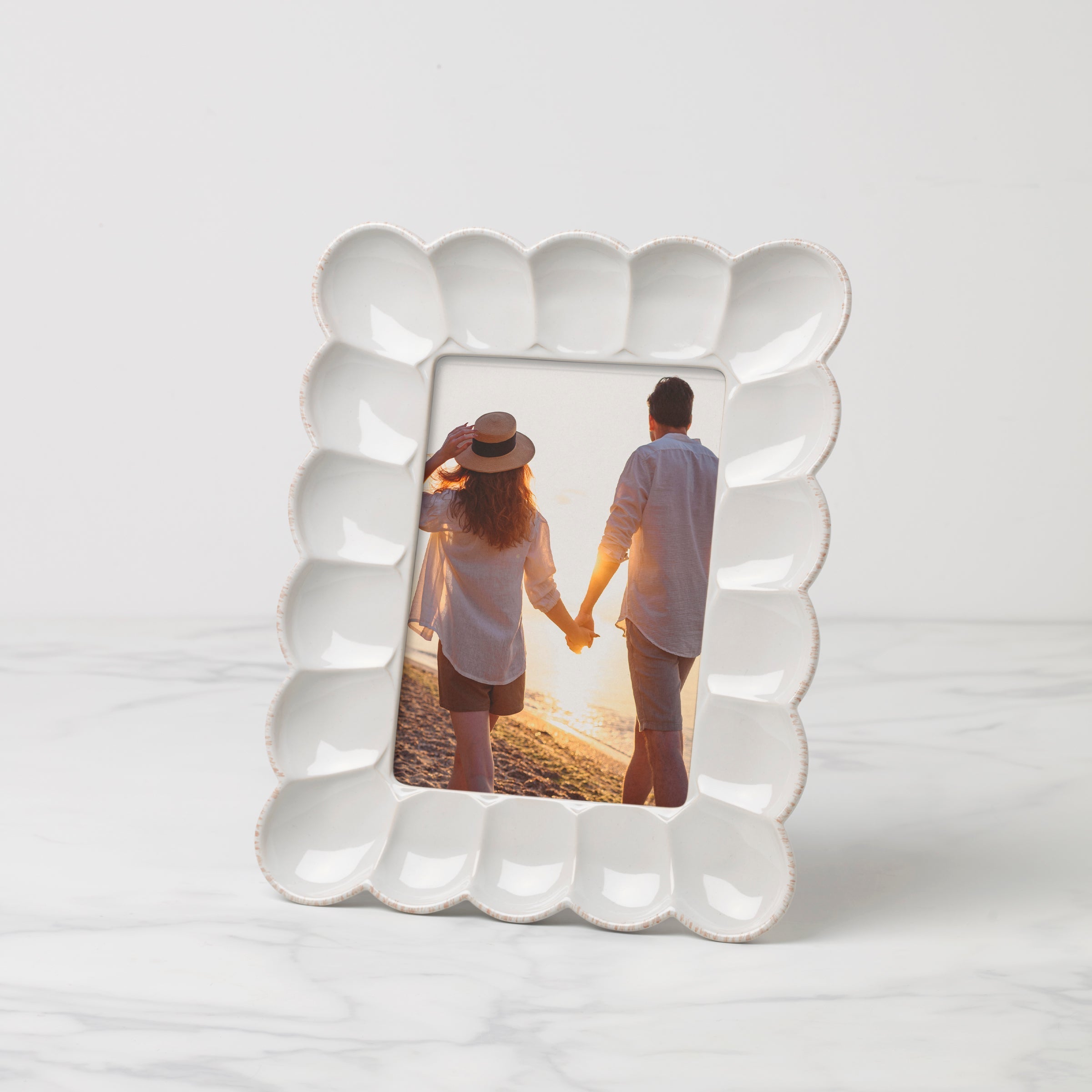 Lenox Everyday Flatware French Perle Scallop White 5x7 Photo Frame