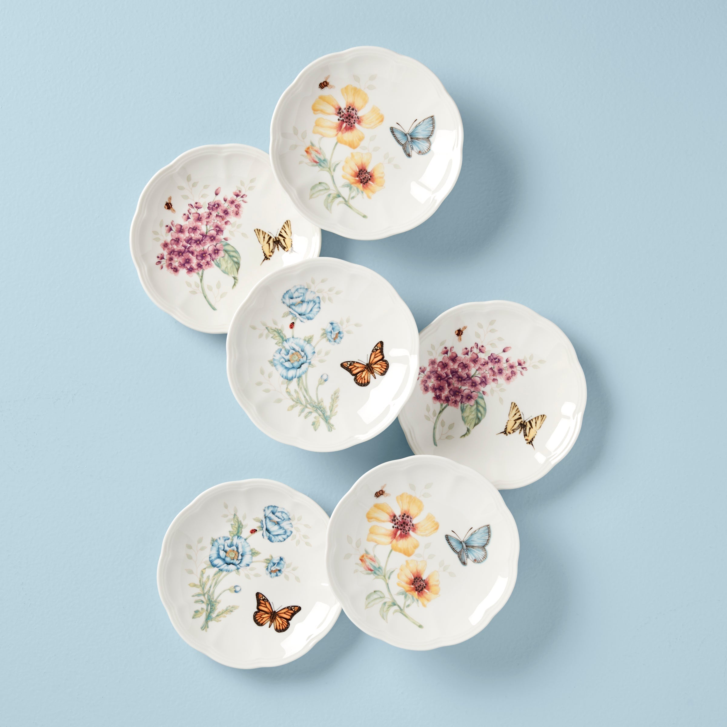 Lenox Everyday Flatware Butterfly Meadow 6-Piece Tidbit Plate Set