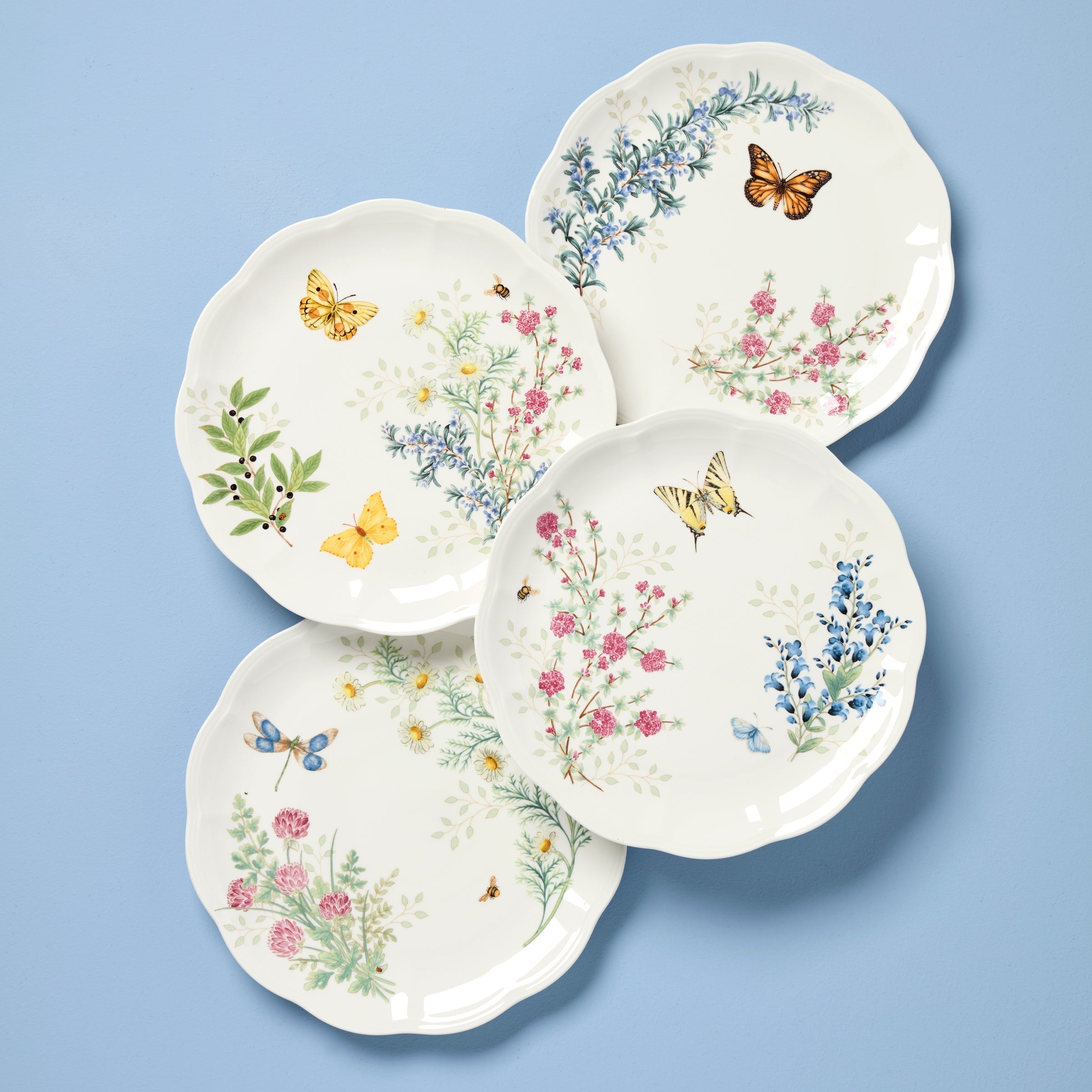 Lenox Everyday Flatware Butterfly Meadow Herbs Dinner Plates, Set of 4