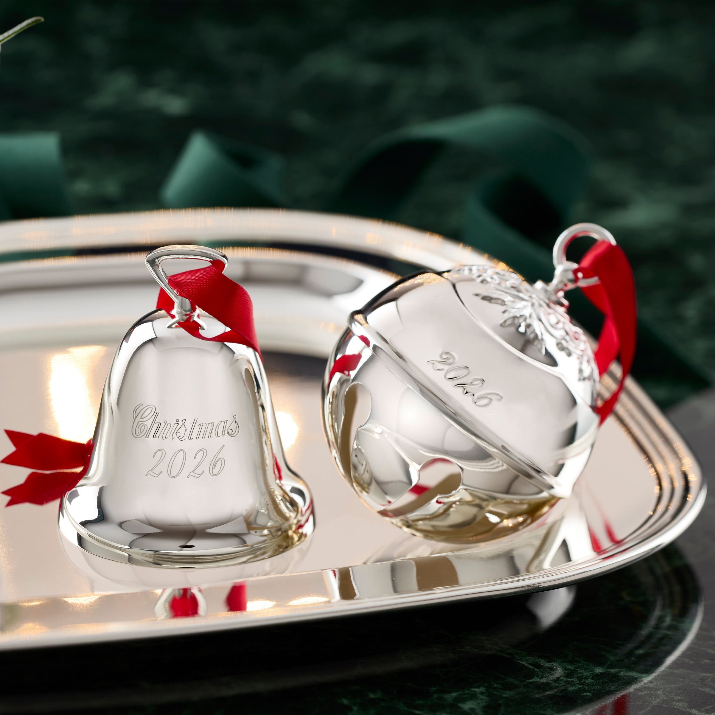 Lenox Everyday Flatware 2026 Silverplate Christmas Bell Ornament - Image 2