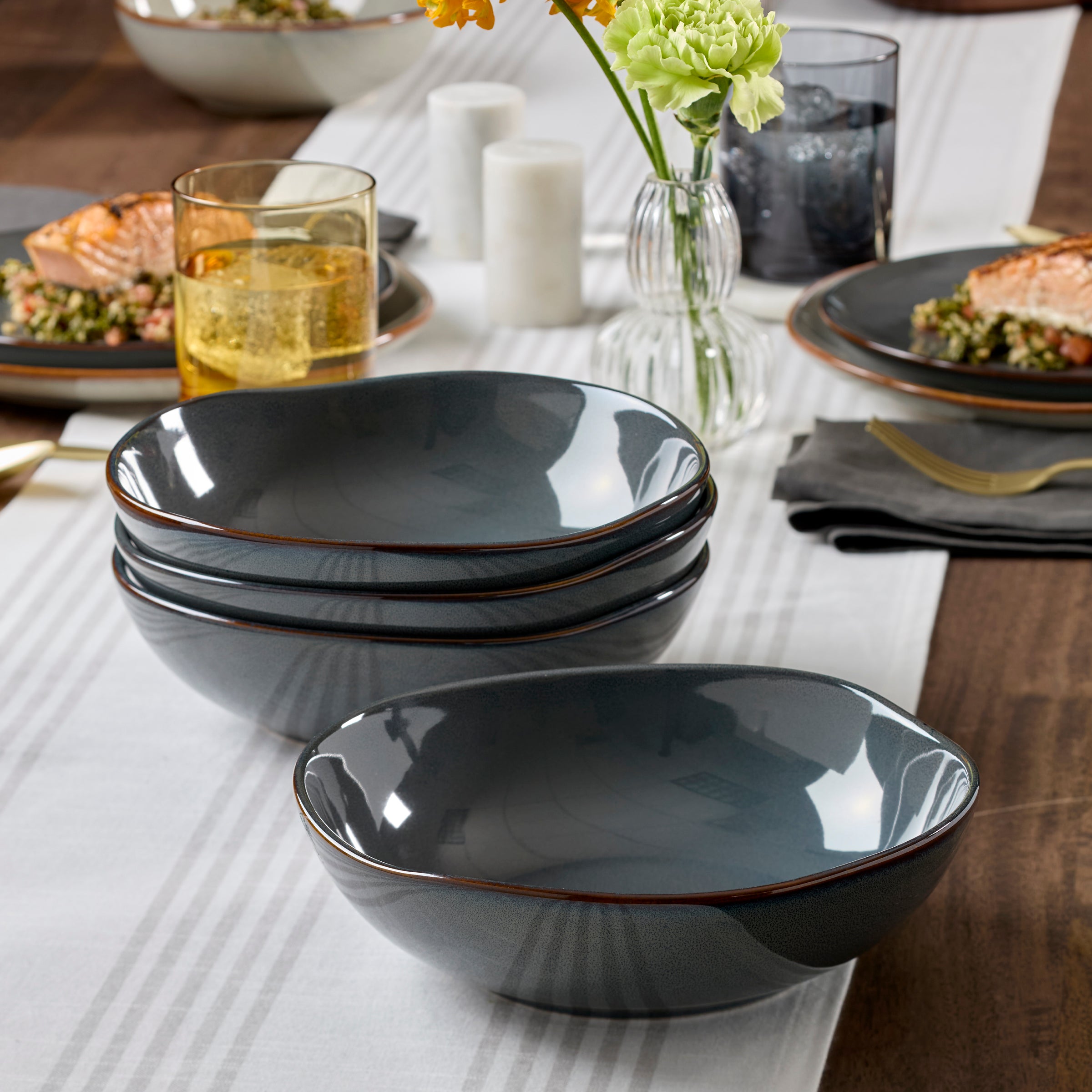 Lenox Everyday Flatware Organic Shades Gray Pasta Bowls, Set of 4 - Image 2