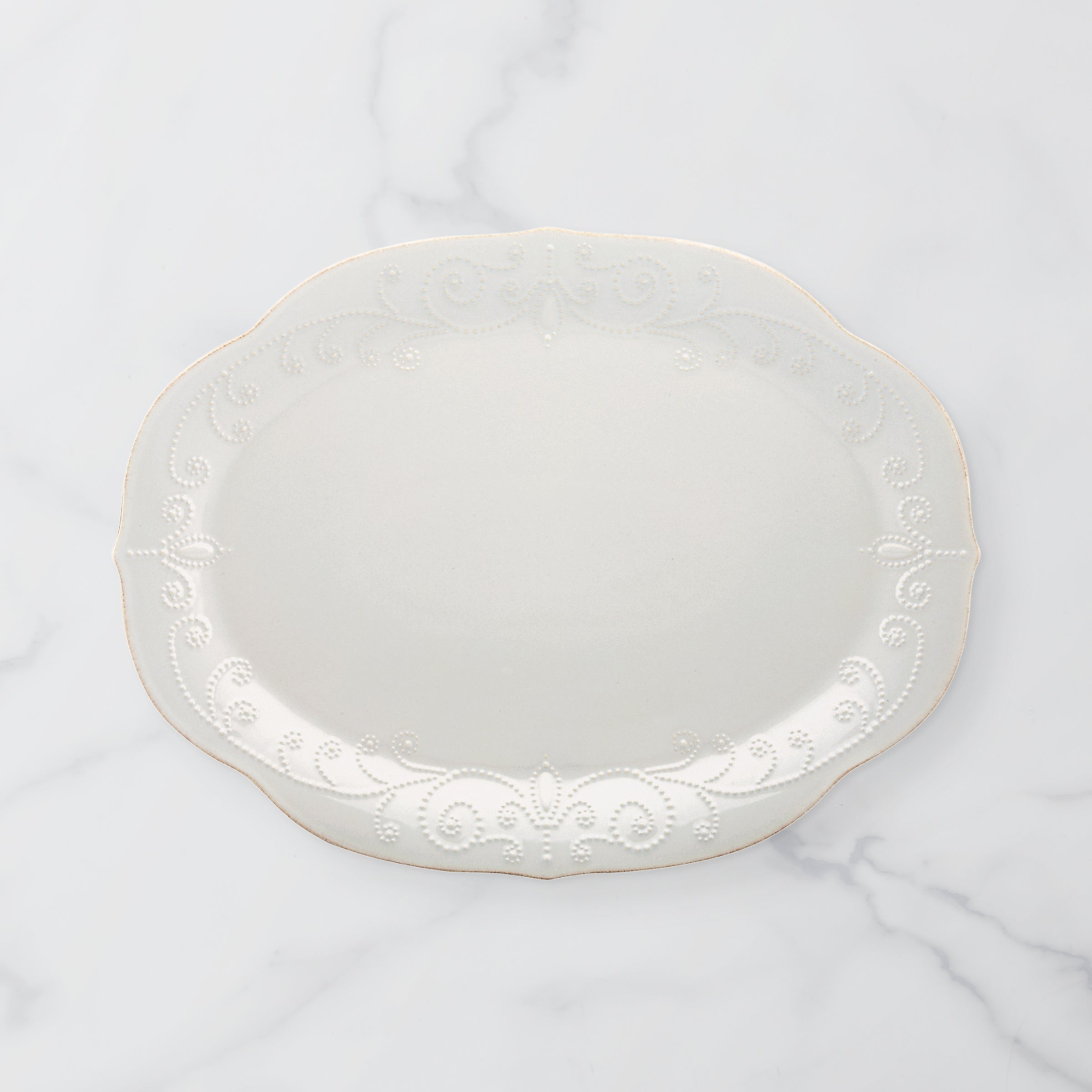 Lenox Everyday Flatware French Perle White Oval Serving Platter