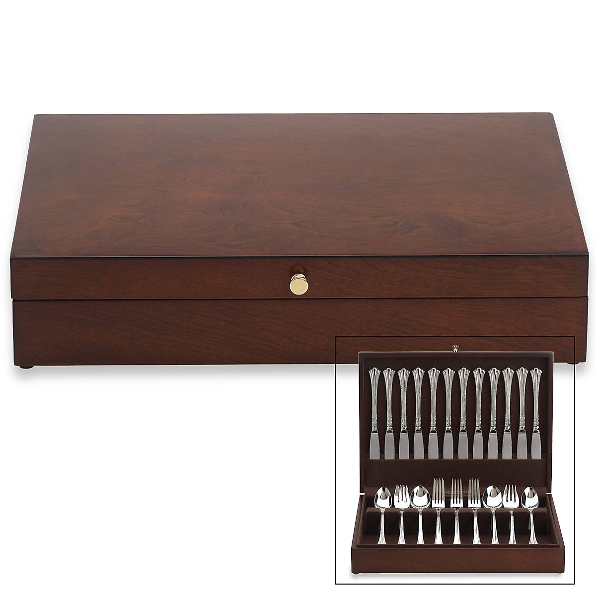 Lenox Everyday Flatware Eureka Mahogany Brown Flatware Chest