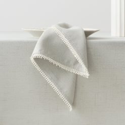 Lenox Everyday Flatware French Perle Solid Dove Grey Dinner Napkins, Set of 4
