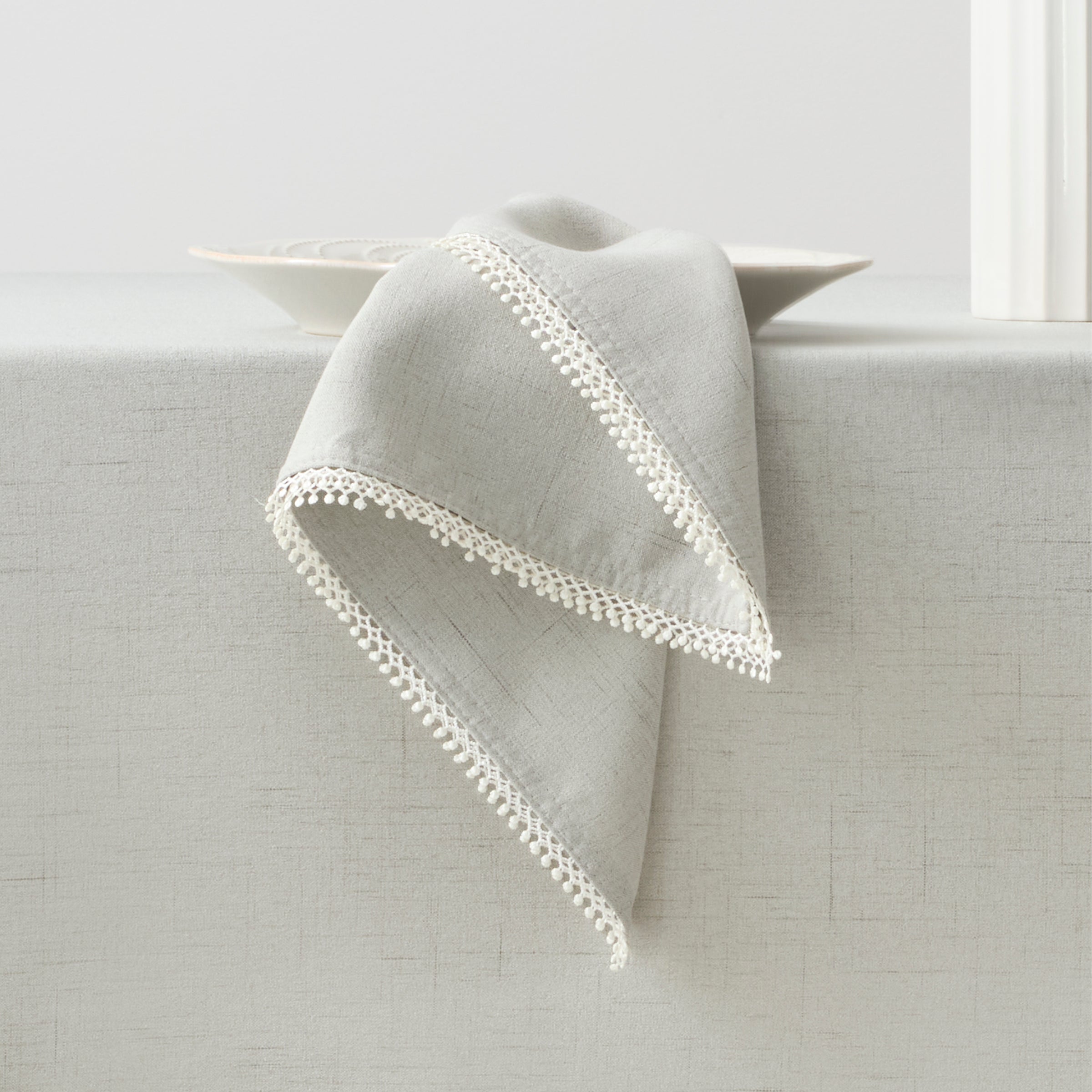 Lenox Everyday Flatware French Perle Solid Dove Grey Dinner Napkins, Set of 4
