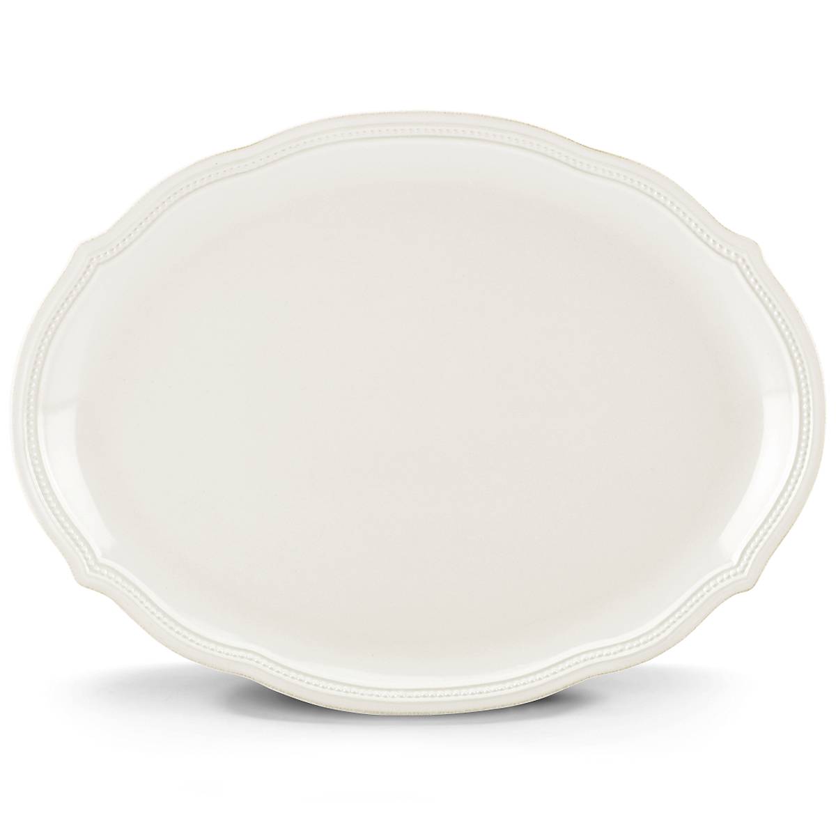 Lenox Everyday Flatware French Perle Bead White Oval Platter - Image 2